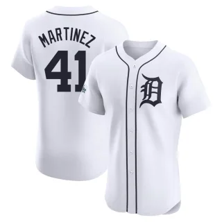Men's Elite White Victor Martinez Detroit Tigers Home Patch Jersey