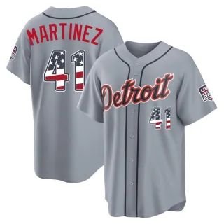 Men's Limited Gray Victor Martinez Detroit Tigers USA 250 Fourth Of July Road Stadium Jersey