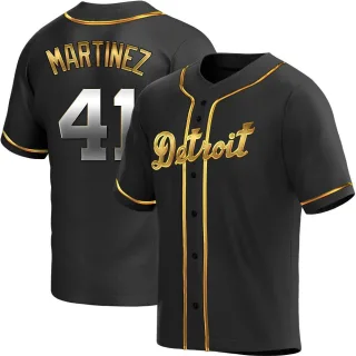 Men's Replica Black Golden Victor Martinez Detroit Tigers Alternate Jersey