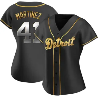Women's Replica Black Golden Victor Martinez Detroit Tigers Alternate Jersey